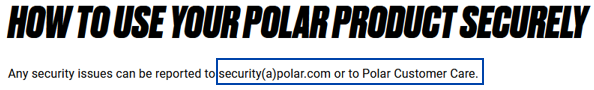 No mention of VDP on Polar website