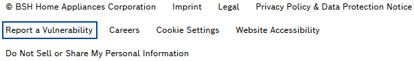 &ldquo;Report a vulnerability&rdquo; in the footer menu in the US website